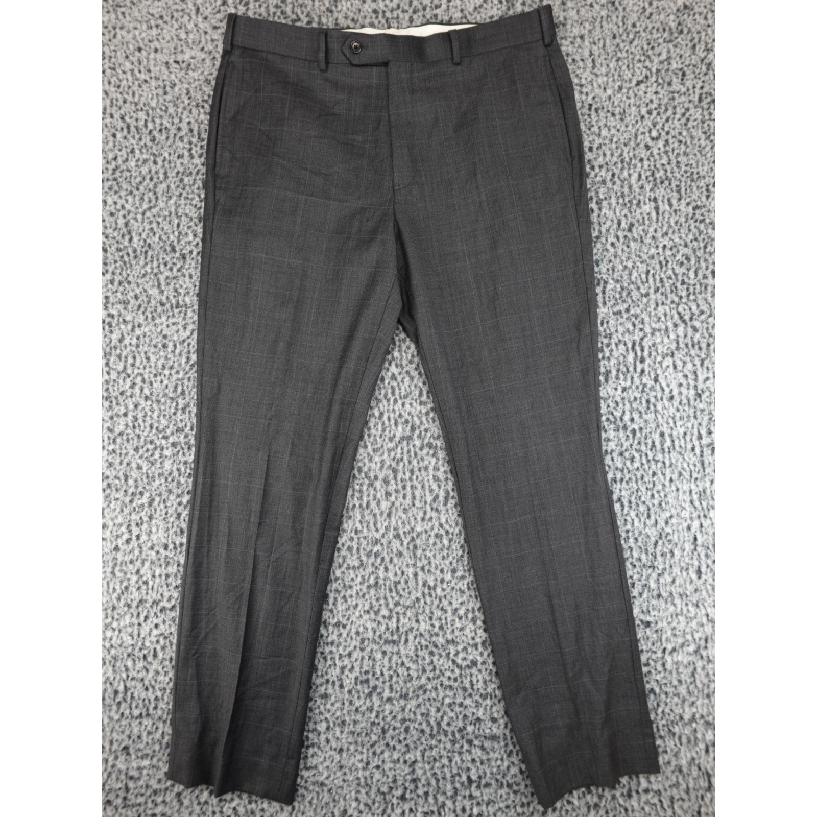 Brooks Bros Charcoal Grey Plaid Dress Pants 38x32 Prince Of Wales Check Trousers